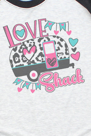 Camper Love Shack Tri-Blend Unisex 3/4 Raglan - Wholesale Accessory Market