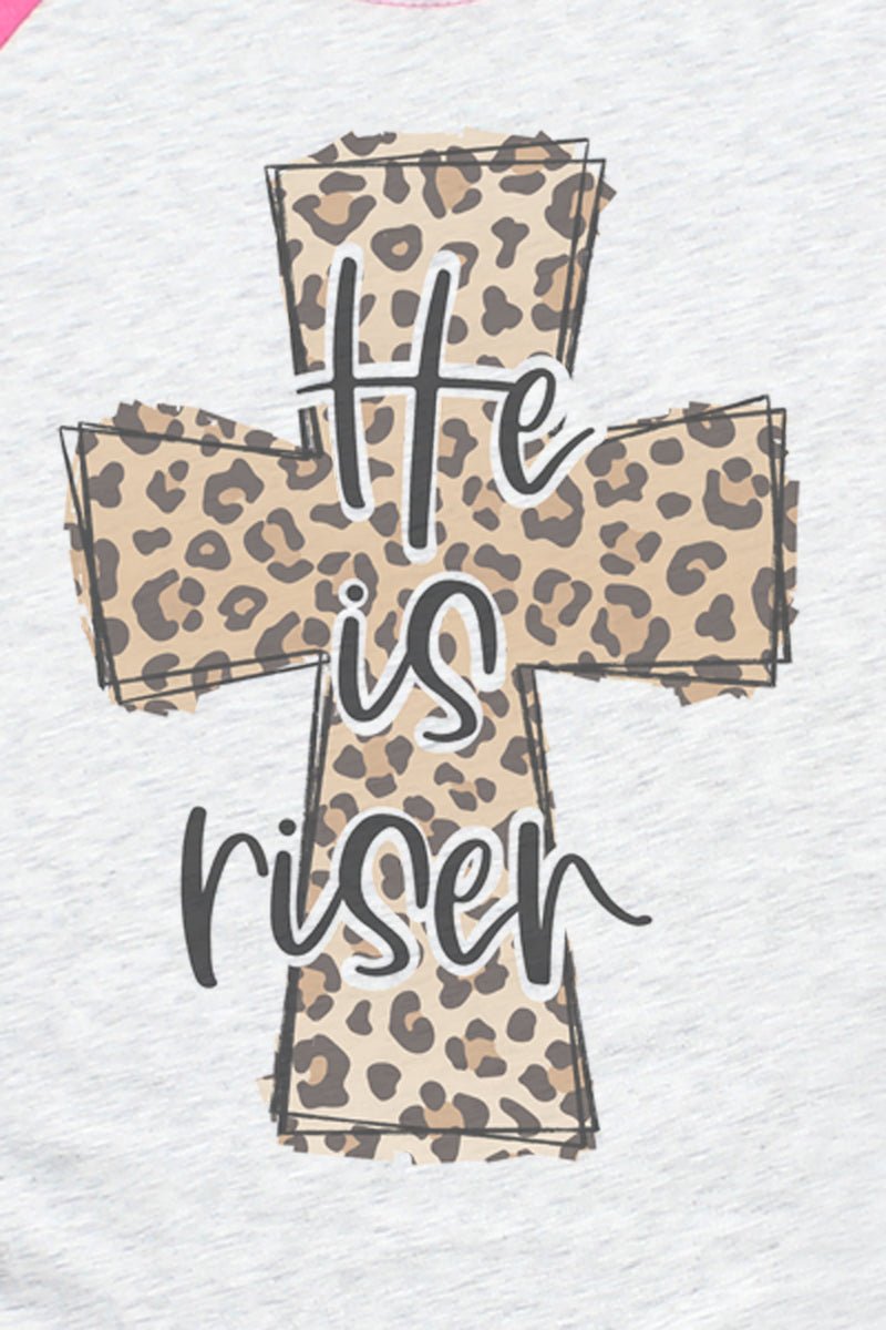 Cross Leopard He Is Risen Tri-Blend Unisex 3/4 Raglan - Wholesale Accessory Market