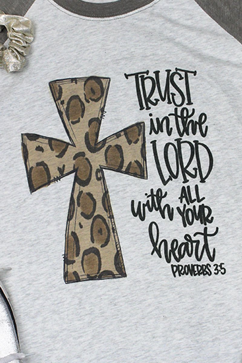 Cross Leopard Trust In The Lord Tri-Blend Unisex 3/4 Raglan - Wholesale Accessory Market