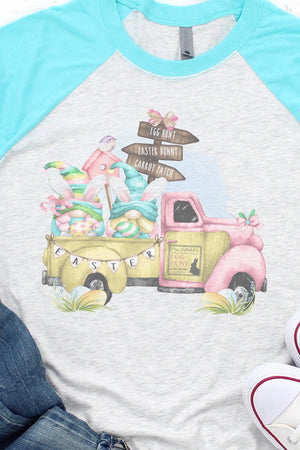 Easter Egg Gnome Truck Tri-Blend Unisex 3/4 Raglan - Wholesale Accessory Market