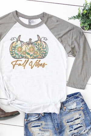 Fall Vibes Tie Dye Pumpkins Tri-Blend Unisex 3/4 Raglan - Wholesale Accessory Market