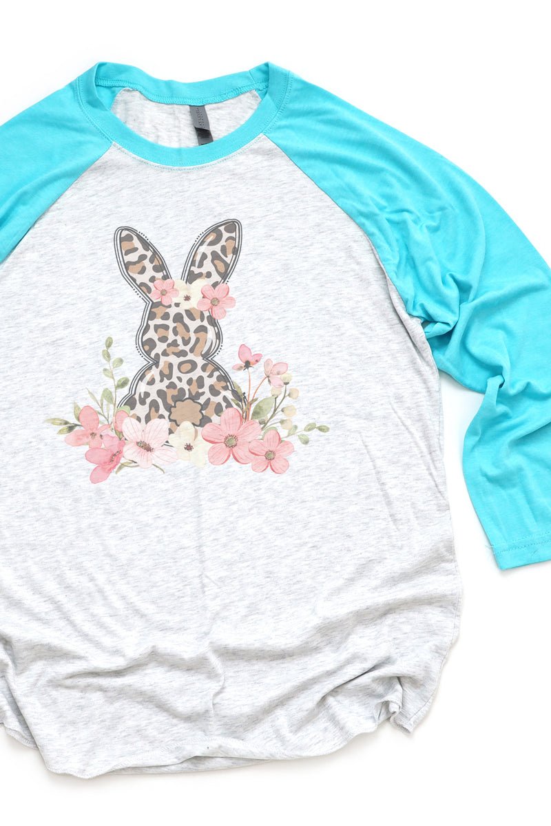 Floral Easter Bunny Tri-Blend Unisex 3/4 Raglan - Wholesale Accessory Market