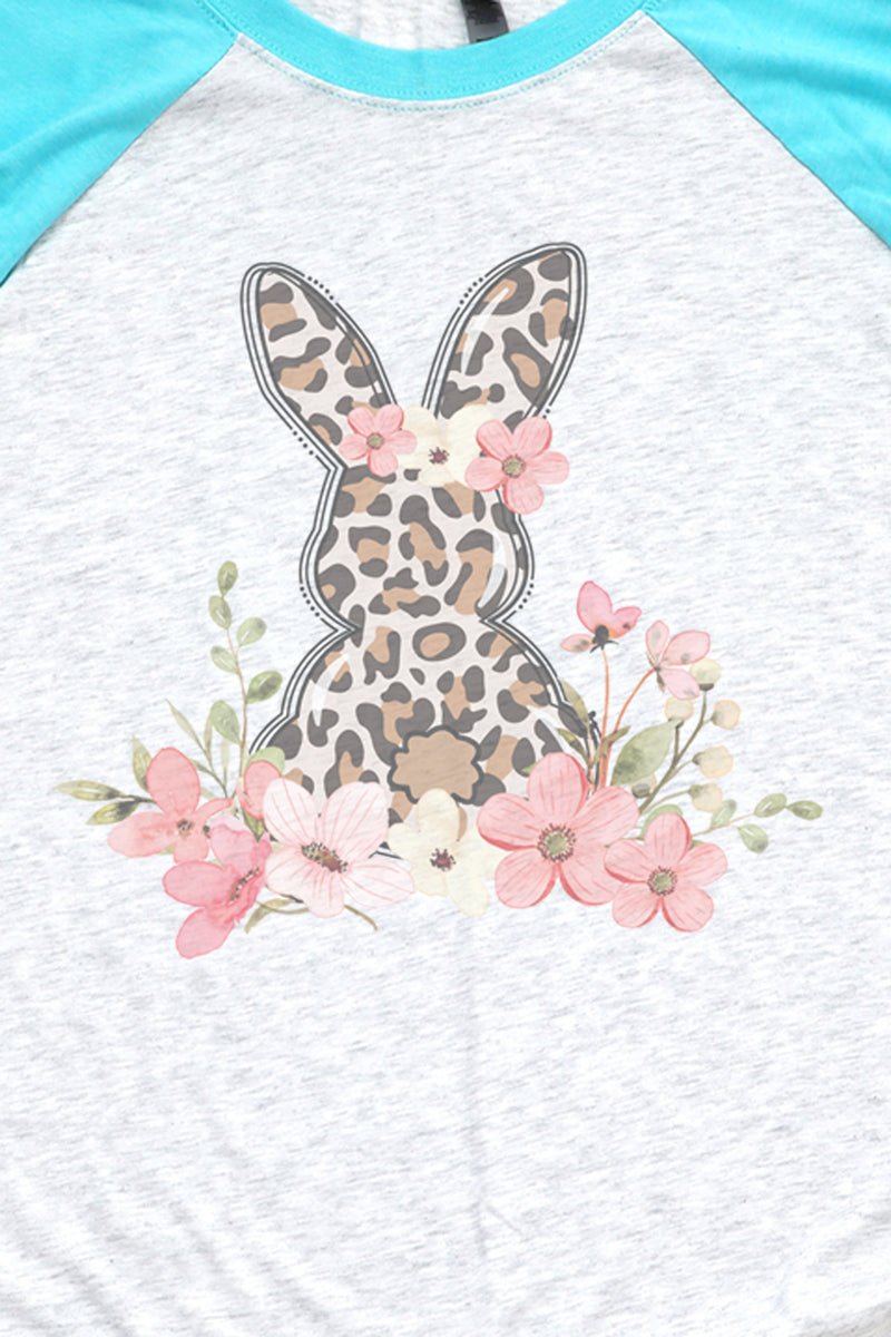 Floral Easter Bunny Tri-Blend Unisex 3/4 Raglan - Wholesale Accessory Market