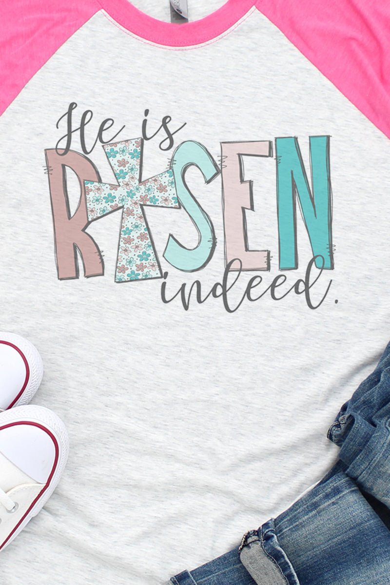 Floral He Is Risen Indeed Tri-Blend Unisex 3/4 Raglan - Wholesale Accessory Market