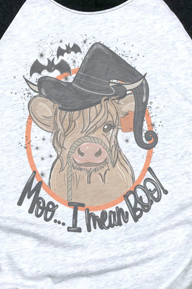 Halloween Boo Cow Tri-Blend Unisex 3/4 Raglan - Wholesale Accessory Market