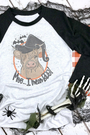 Halloween Boo Cow Tri-Blend Unisex 3/4 Raglan - Wholesale Accessory Market