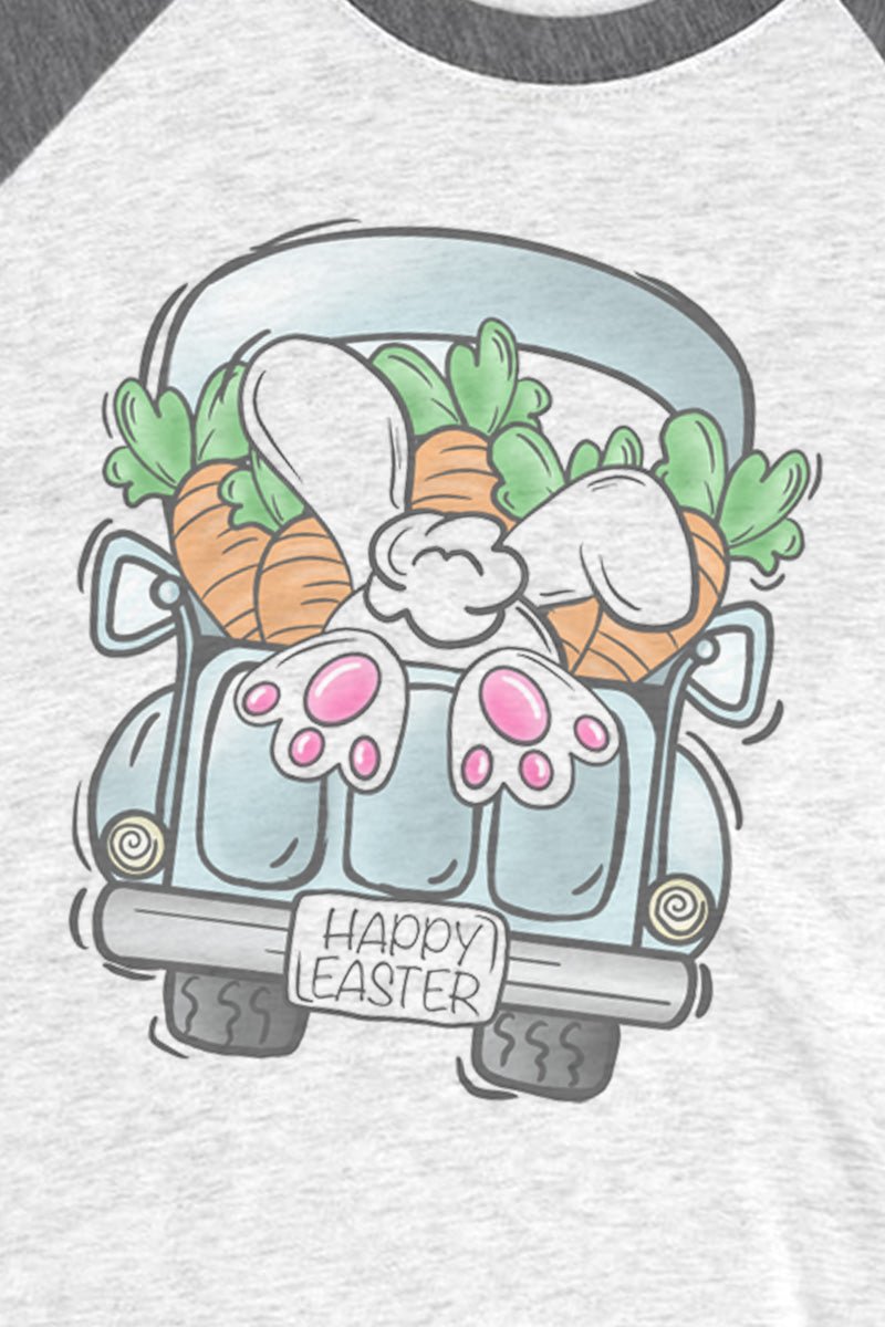 Happy Easter Cottontail Truck Tri-Blend Unisex 3/4 Raglan - Wholesale Accessory Market