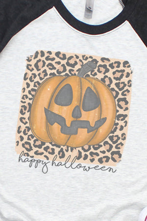 Happy Halloween Jack-O-Leopard Tri-Blend Unisex 3/4 Raglan - Wholesale Accessory Market