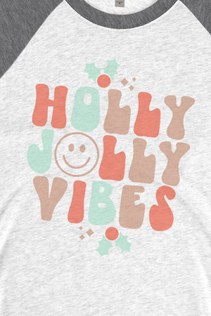 Holly Jolly Vibes Tri-Blend Unisex 3/4 Raglan - Wholesale Accessory Market