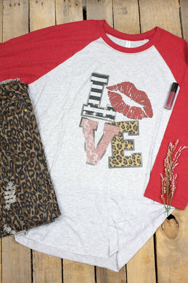 Love & Kisses Tri-Blend Unisex 3/4 Raglan - Wholesale Accessory Market