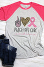 Peace Love Pink Ribbon Tri-Blend Unisex 3/4 Raglan - Wholesale Accessory Market