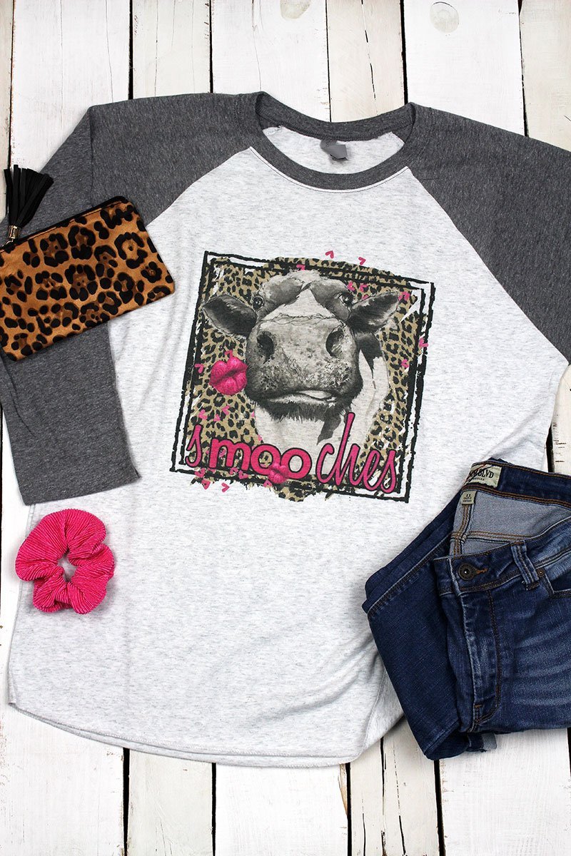 Smooches Cow Tri-Blend Unisex 3/4 Raglan - Wholesale Accessory Market