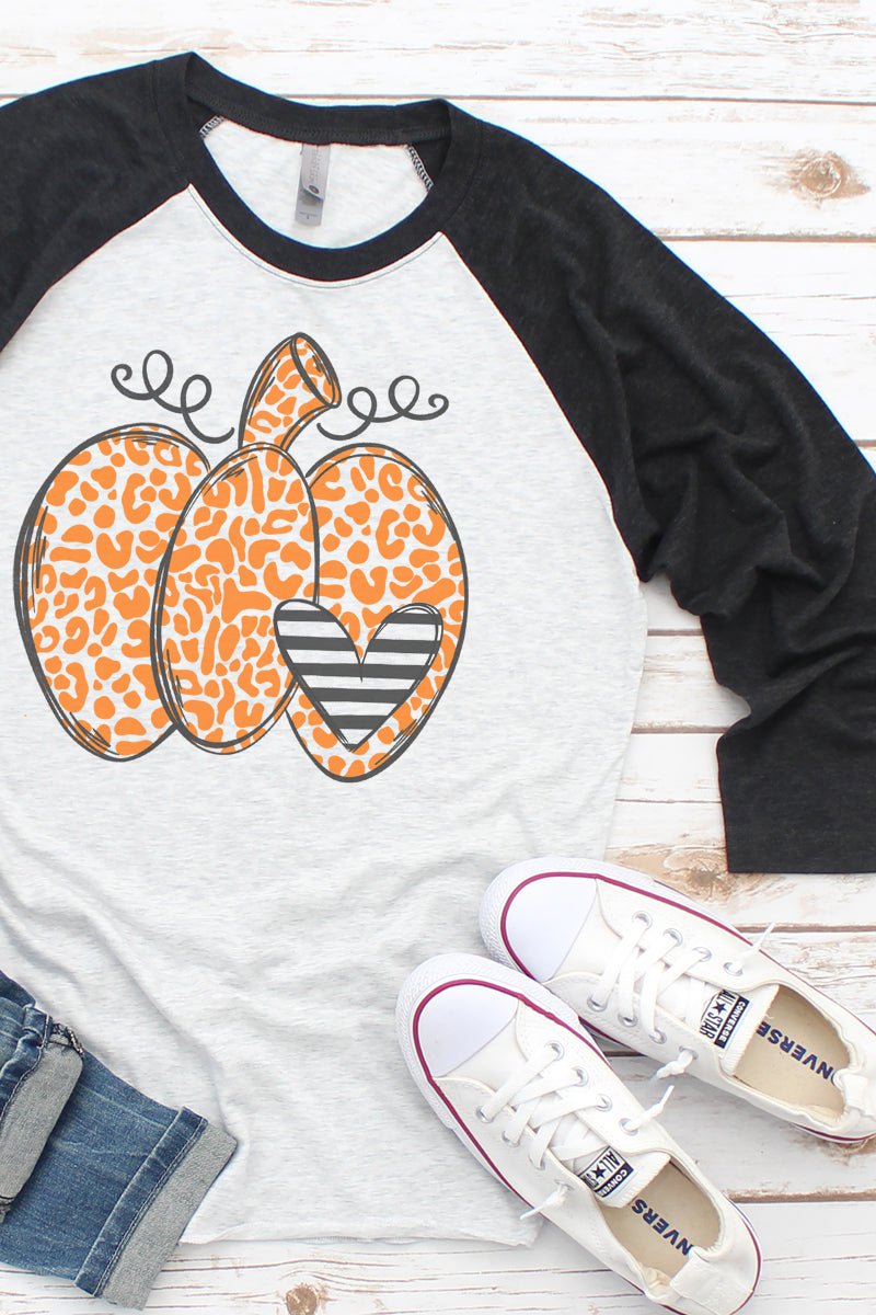 Spotted Pumpkin Heart Tri-Blend Unisex 3/4 Raglan - Wholesale Accessory Market