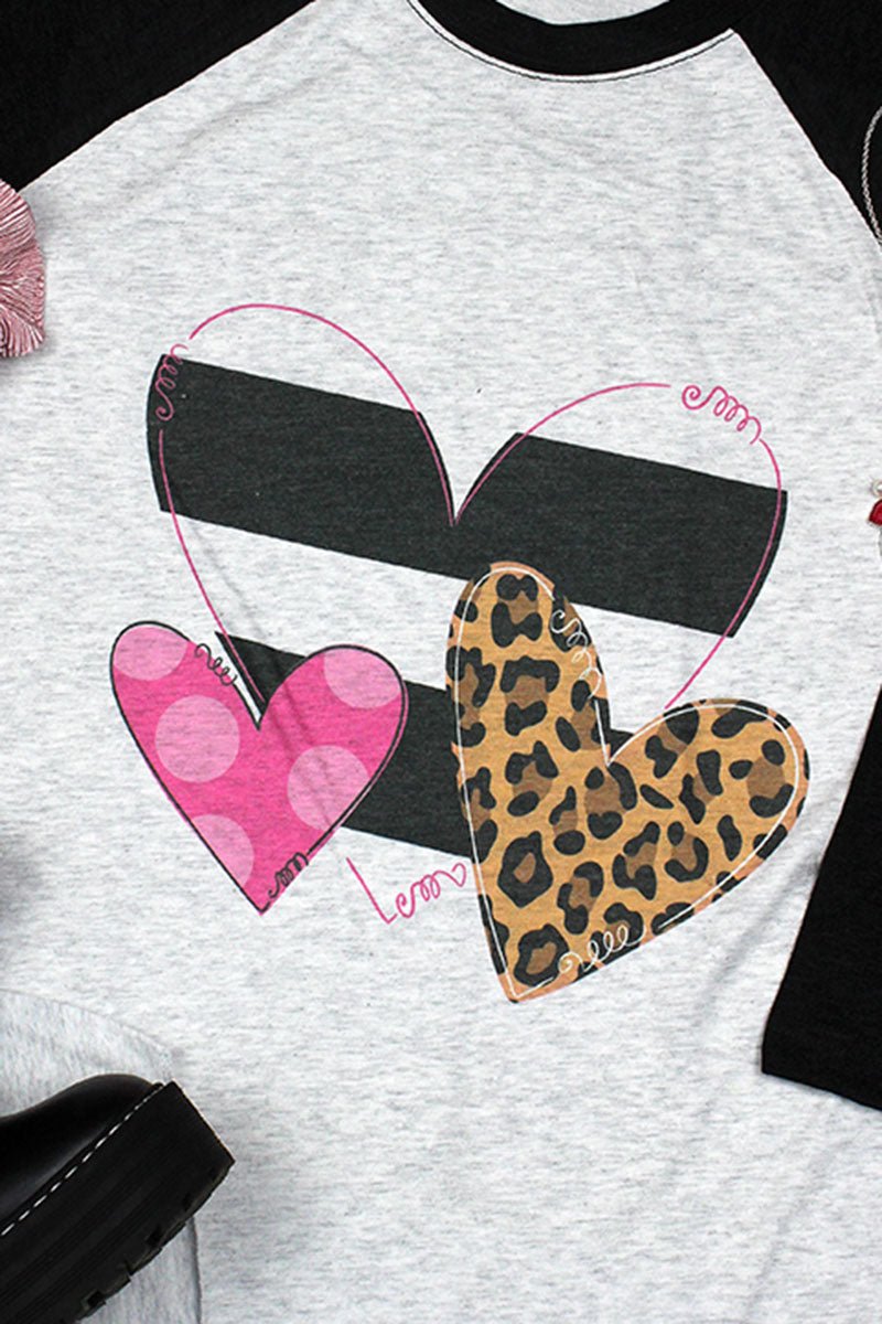 Valentine Heart Trio Tri-Blend Unisex 3/4 Raglan - Wholesale Accessory Market