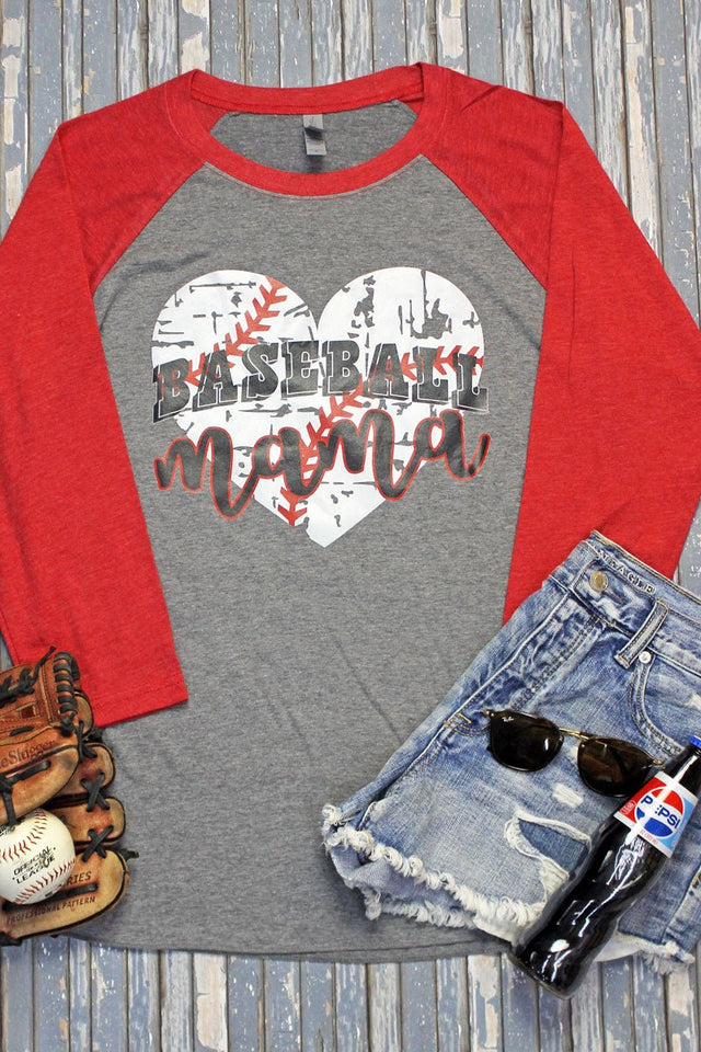 Distressed Heart Baseball Mama Tri-Blend Unisex 3/4 Raglan - Wholesale Accessory Market