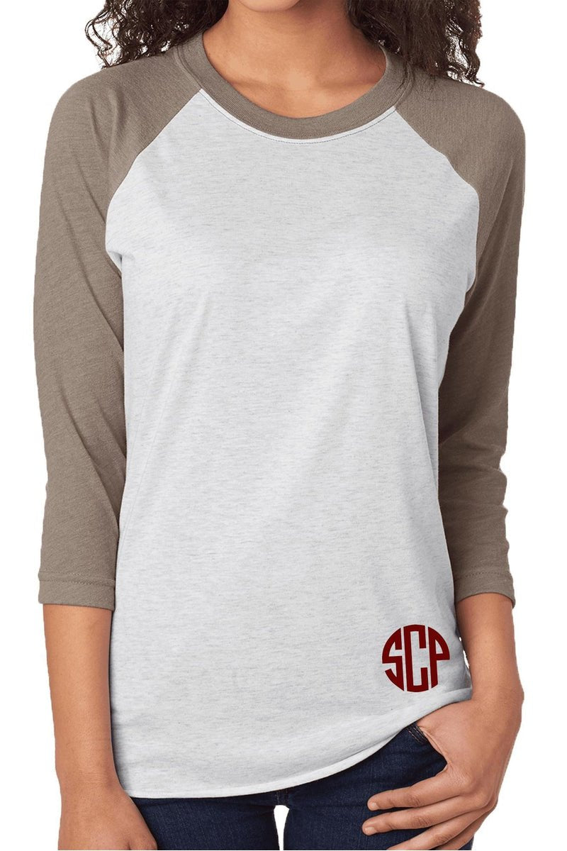 Tri-Blend Unisex 3/4 Raglan, Venetian Gray/Heather White *Personalize It! - Wholesale Accessory Market