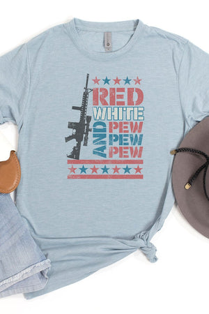 Red White & Pew Poly/Cotton Tee - Wholesale Accessory Market