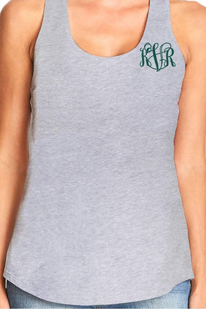 Next Level Womens Gathered Racerback Tank, Heather Gray *Personalize It! - Wholesale Accessory Market