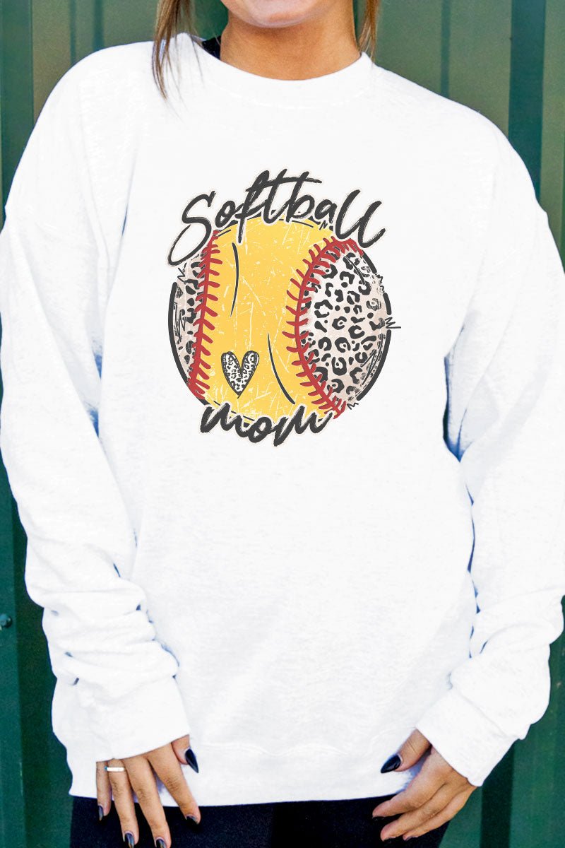 Script Leopard Softball Mama Ecosmart Crewneck Sweatshirt - Wholesale Accessory Market