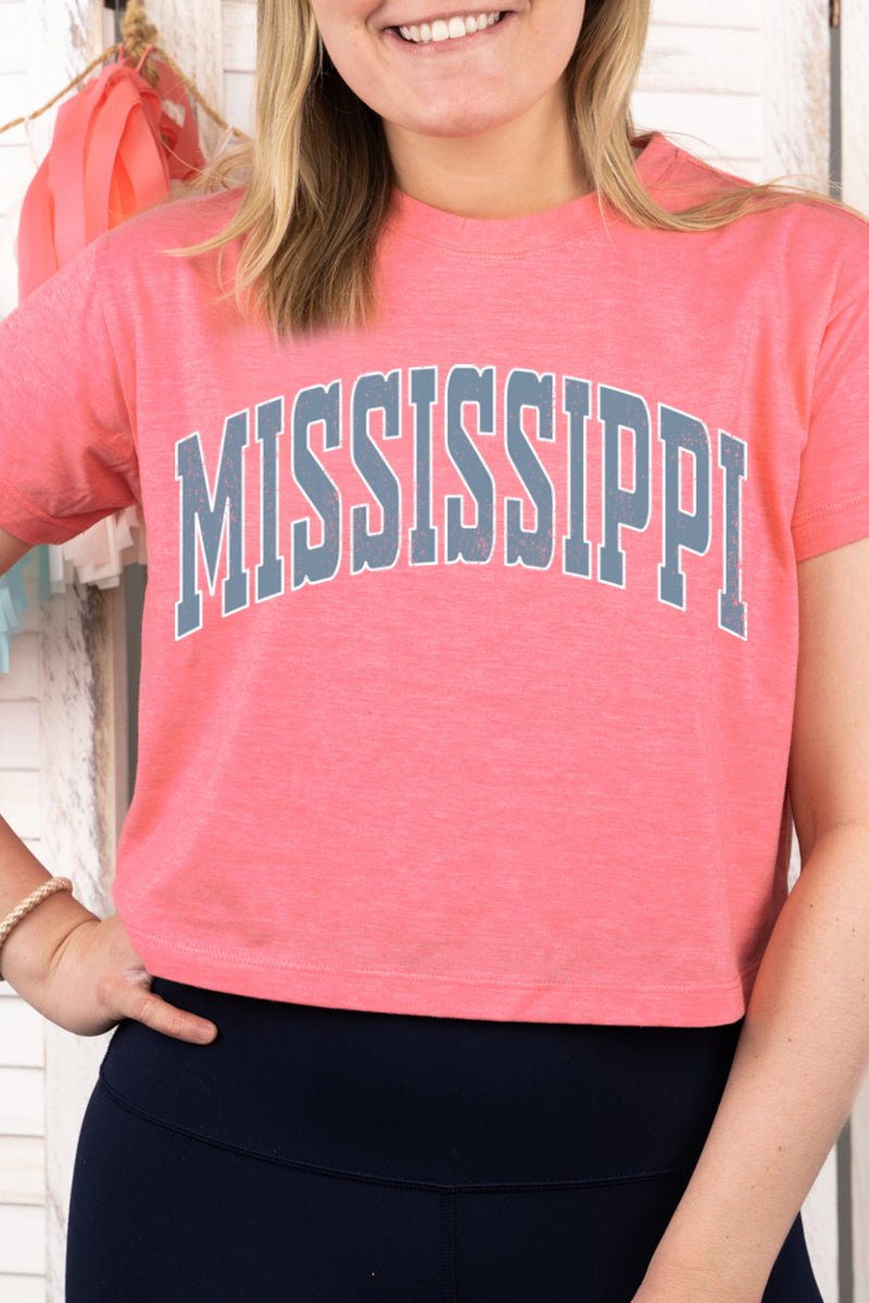 Athletic Varsity Mississippi Women's Soft-Tek Blend Crop T-Shirt - Wholesale Accessory Market