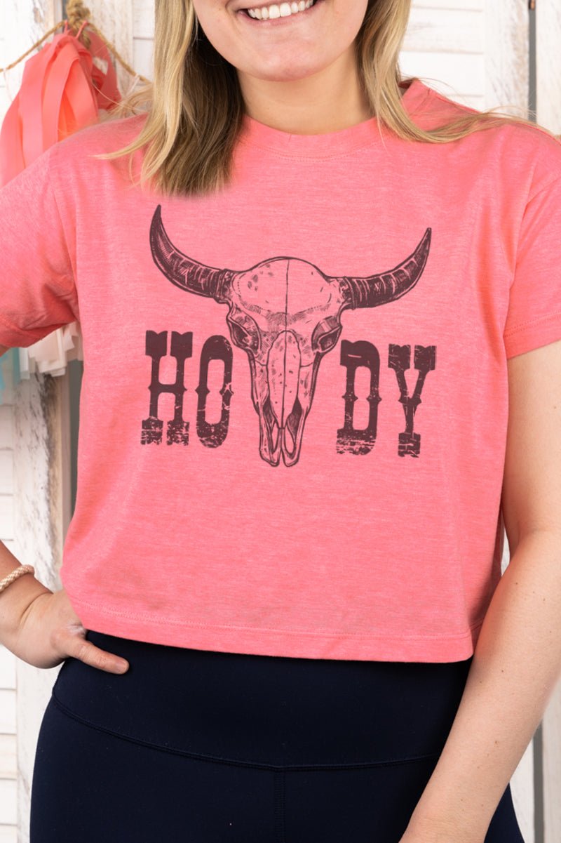 Howdy Steer Women's Soft-Tek Blend Crop T-Shirt - Wholesale Accessory Market