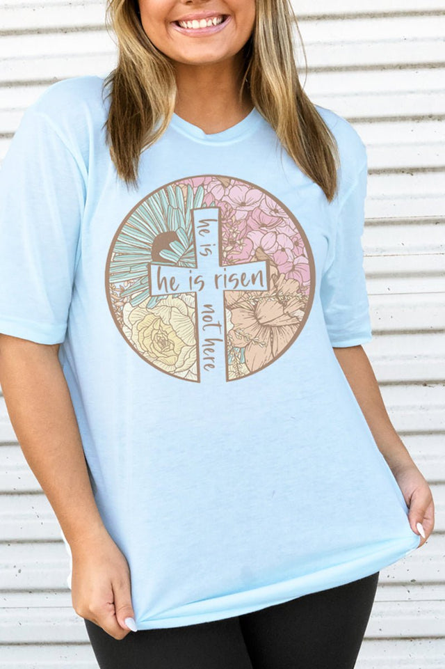 Circle Cross He Is Risen Adult Soft-Tek Blend T-Shirt - Wholesale Accessory Market