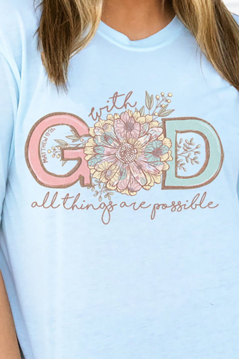 Floral All Things Are Possible Adult Soft-Tek Blend T-Shirt - Wholesale Accessory Market