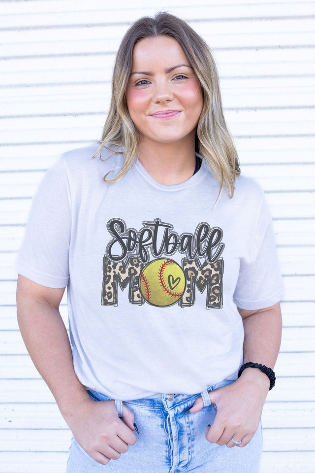 Leopard Softball Mom Adult Soft-Tek Blend T-Shirt - Wholesale Accessory Market