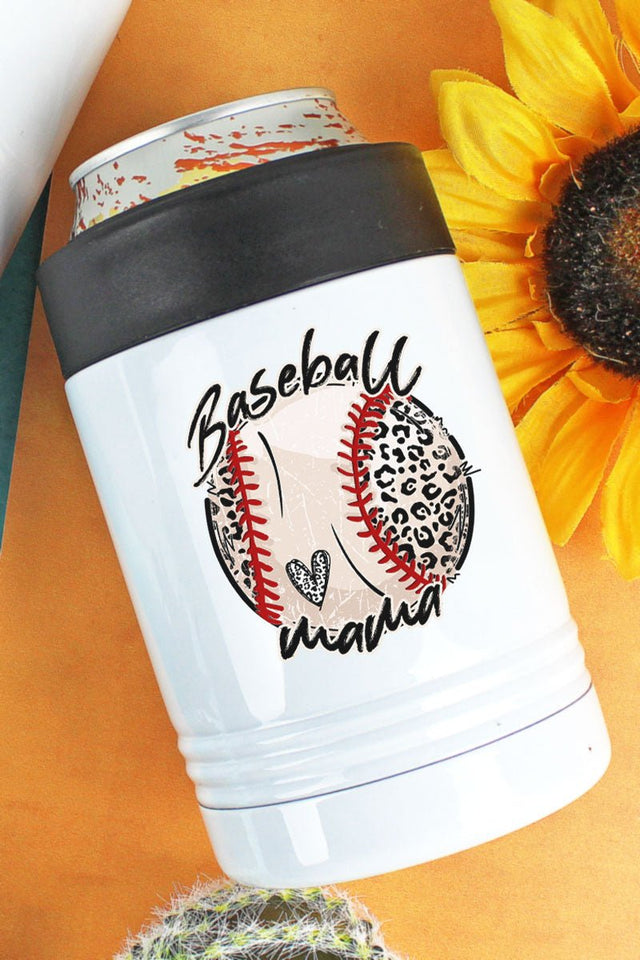 Script Leopard Baseball Mama Stainless Steel Hugger 12oz - Wholesale Accessory Market