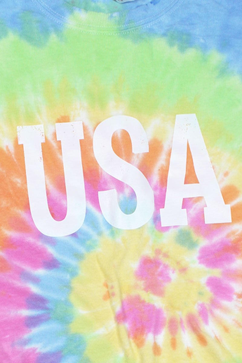 Distressed USA Multi Tie Dye Tee - Wholesale Accessory Market