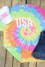 Distressed USA Multi Tie Dye Tee - Wholesale Accessory Market