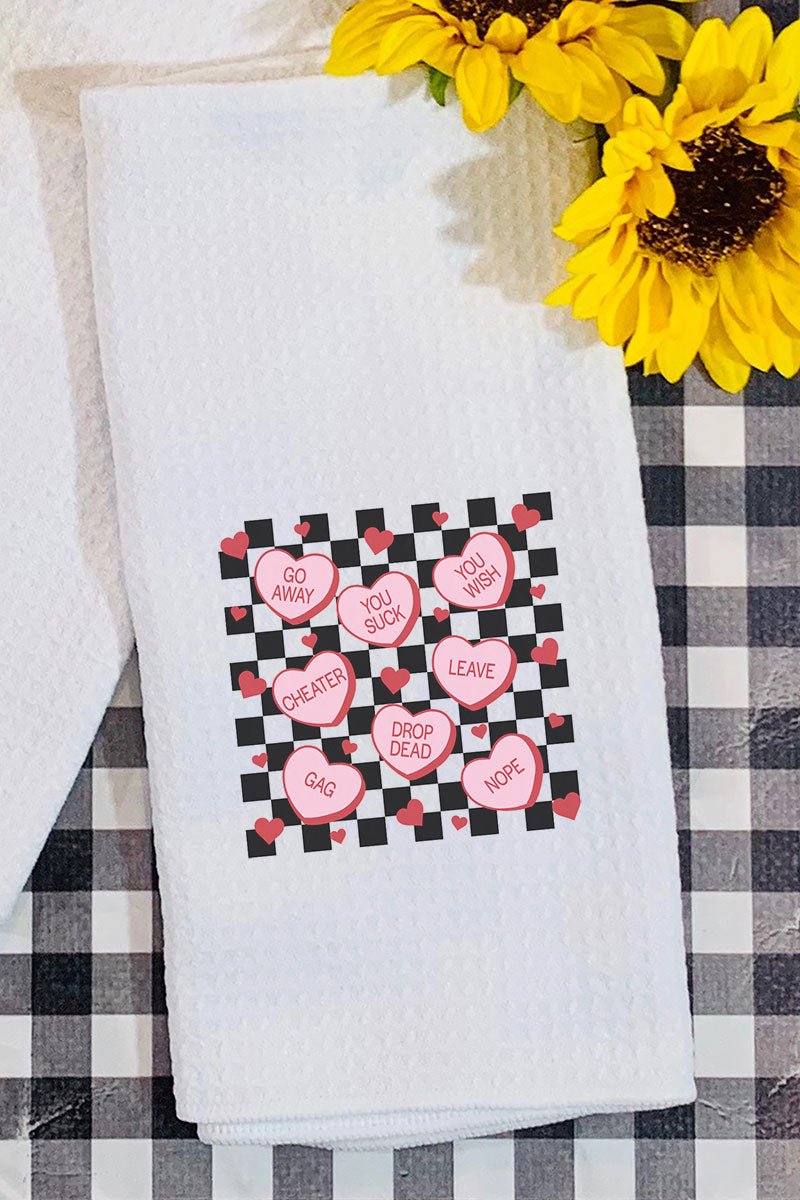 Anti-Valentines Hearts Waffle Kitchen Towel - Wholesale Accessory Market