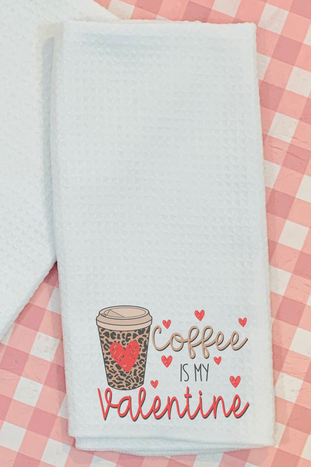 Coffee Is My Valentine Waffle Kitchen Towel - Wholesale Accessory Market