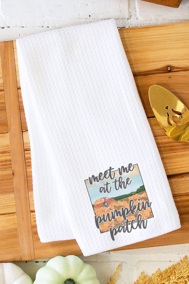 Country Meet Me At The Pumpkin Patch Waffle Kitchen Towel - Wholesale Accessory Market