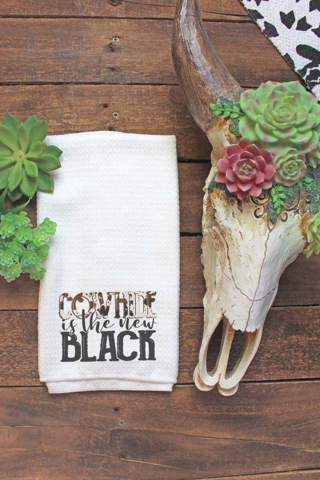 Cowhide Is The New Black Waffle Kitchen Towel - Wholesale Accessory Market