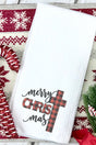 Cross Merry Christmas Buffalo Plaid Waffle Kitchen Towel - Wholesale Accessory Market