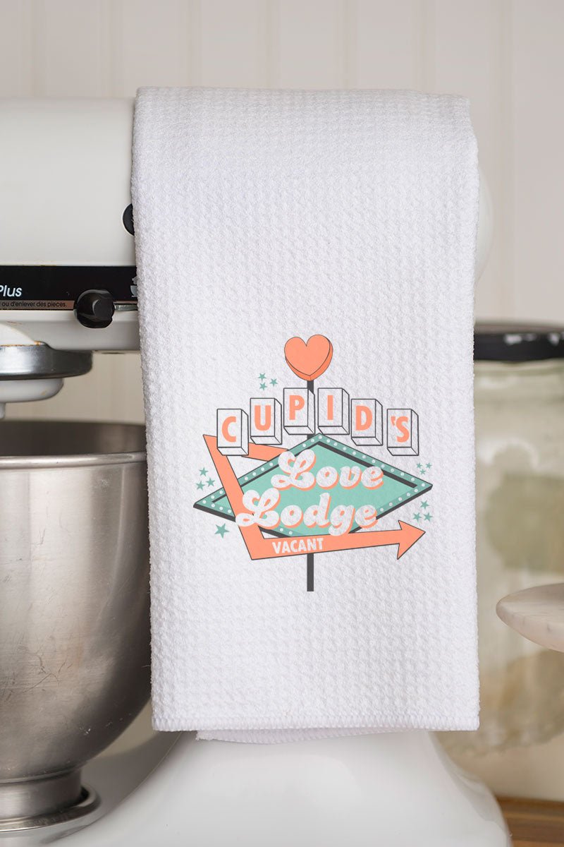 Cupid's Love Lodge Waffle Kitchen Towel - Wholesale Accessory Market