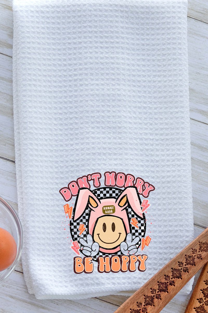 Don't Worry Be Hoppy Easter Waffle Kitchen Towel - Wholesale Accessory Market