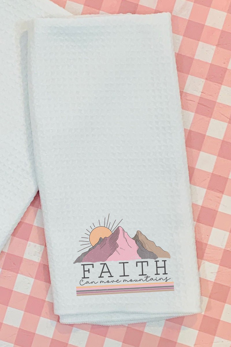 Faith Can Move Mountains Waffle Kitchen Towel - Wholesale Accessory Market