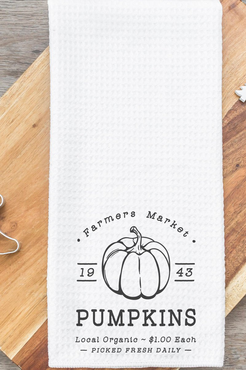 Farmers Market Pumpkins Waffle Kitchen Towel - Wholesale Accessory Market