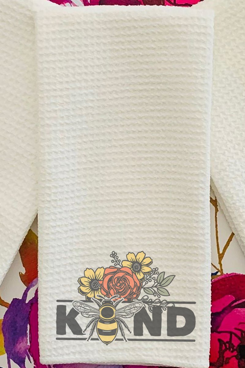 Floral Be Kind Waffle Kitchen Towel - Wholesale Accessory Market