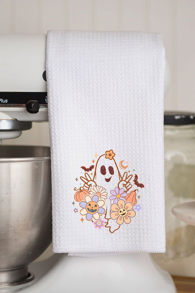 Flower Power Hippie Ghoul Waffle Kitchen Towel - Wholesale Accessory Market