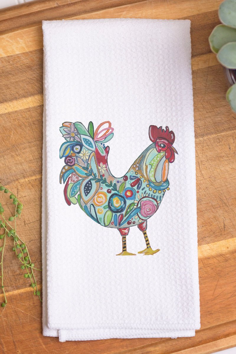 Fancy Turquoise Cow Waffle Kitchen Towel