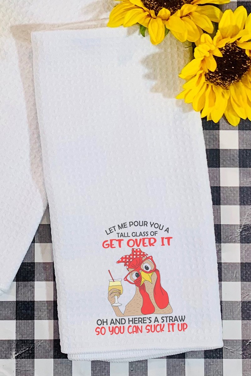 Get Over It Chick Waffle Kitchen Towel - Wholesale Accessory Market