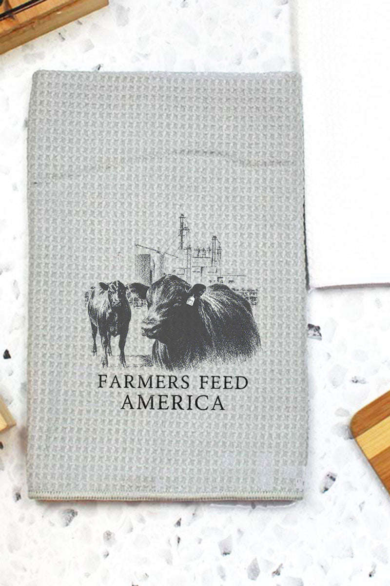 Farmers Feed America Waffle Kitchen Towel - Wholesale Accessory Market