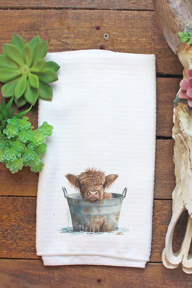 Highland Water Bucket Waffle Kitchen Towel - Wholesale Accessory Market