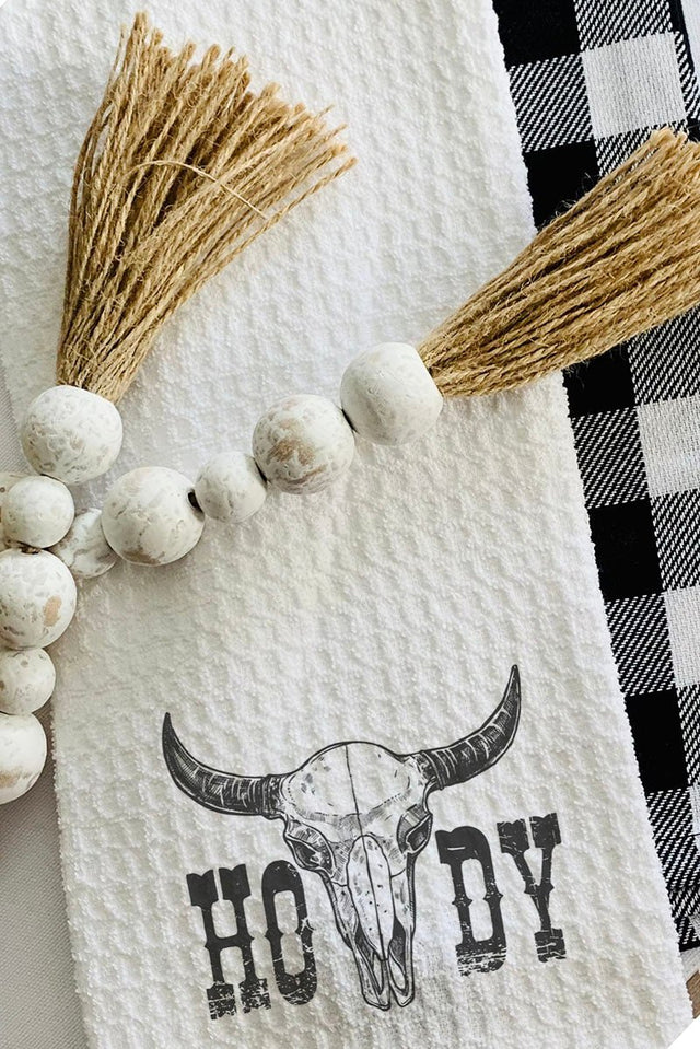 Howdy Steer Waffle Kitchen Towel - Wholesale Accessory Market