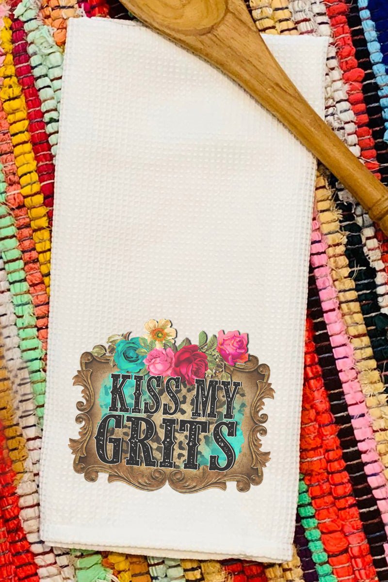 Kiss My Grits Waffle Kitchen Towel - Wholesale Accessory Market