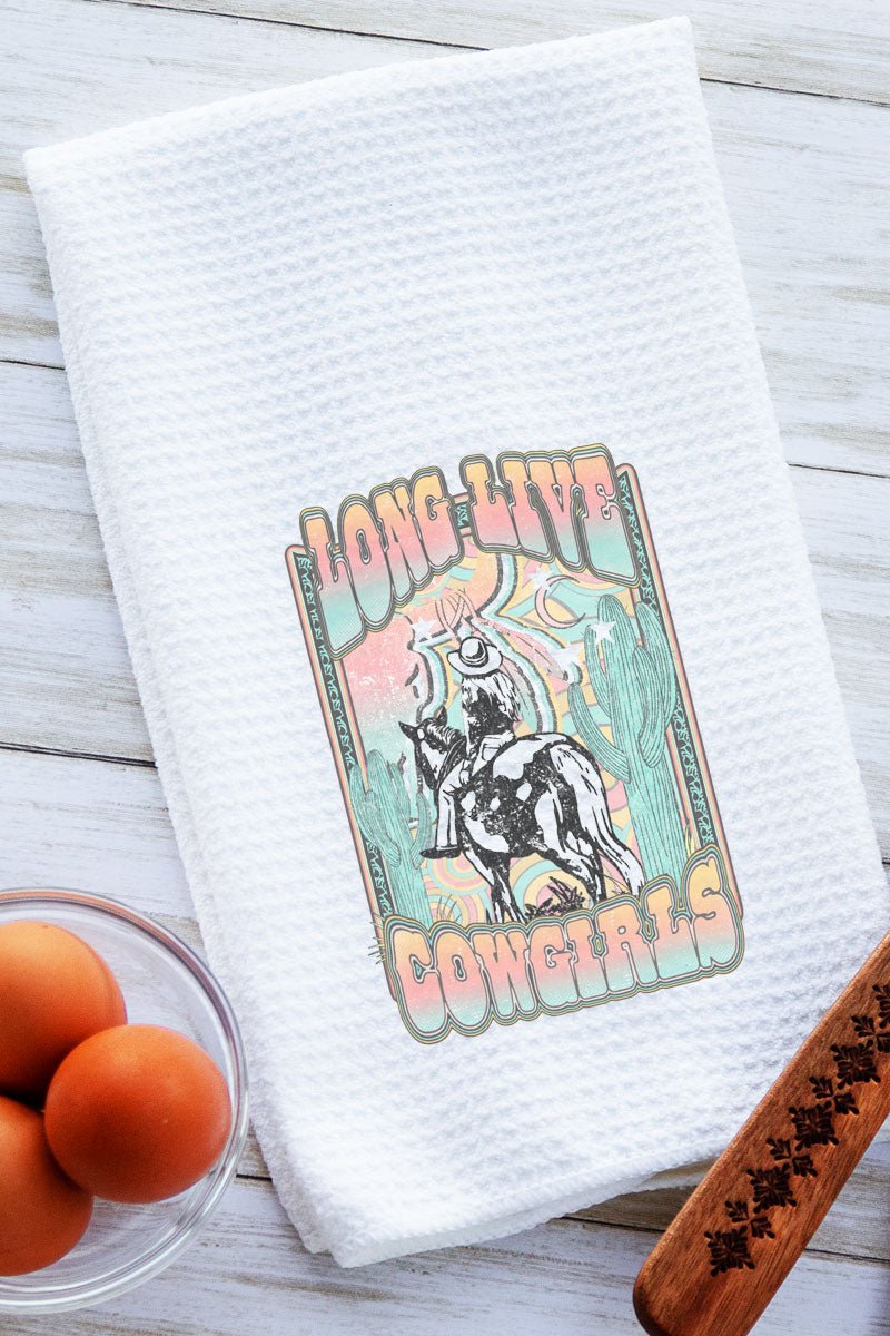 Long Live Cowgirls Waffle Kitchen Towel - Wholesale Accessory Market