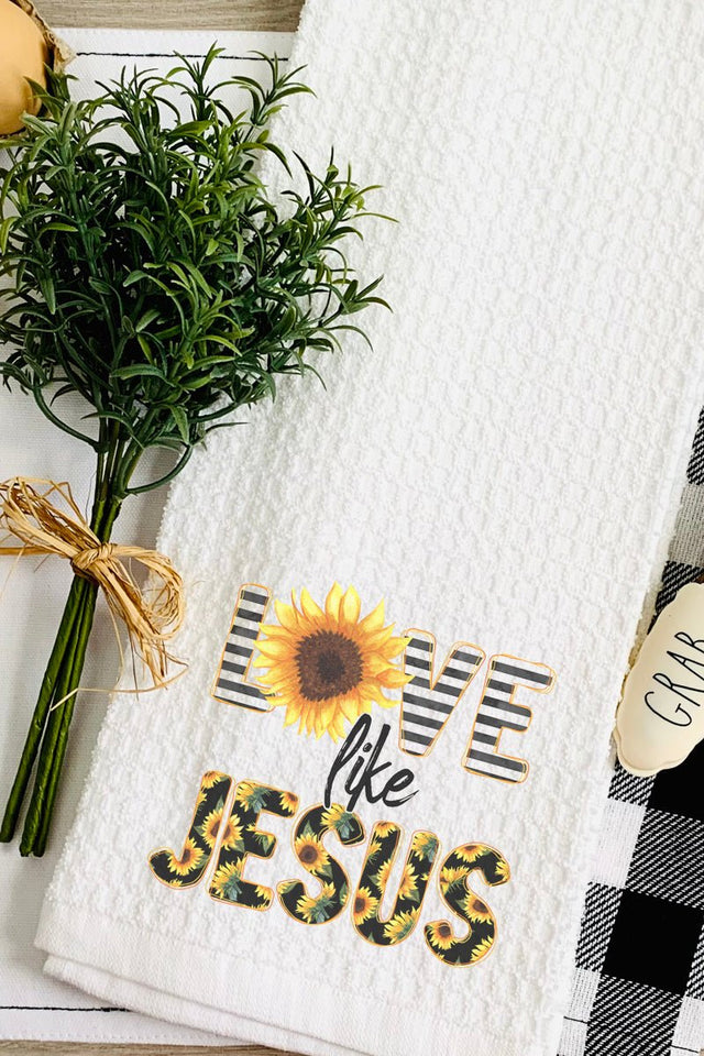 Love Like Jesus Sunflower Waffle Kitchen Towel - Wholesale Accessory Market